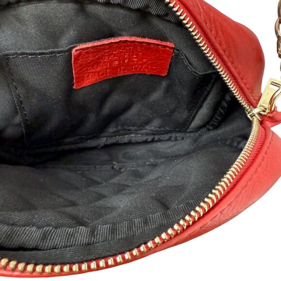 BROWNIE Red Leather Quilted Bag Chain Crossbody Made in Italy Handbag - Picture 6 of 14